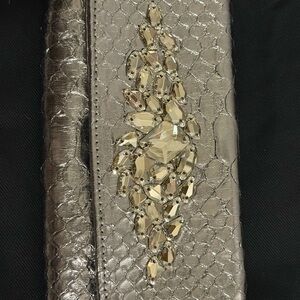 Ted Rossi Snack Skin Leather Clutch with Swarovski Crystal embellishments